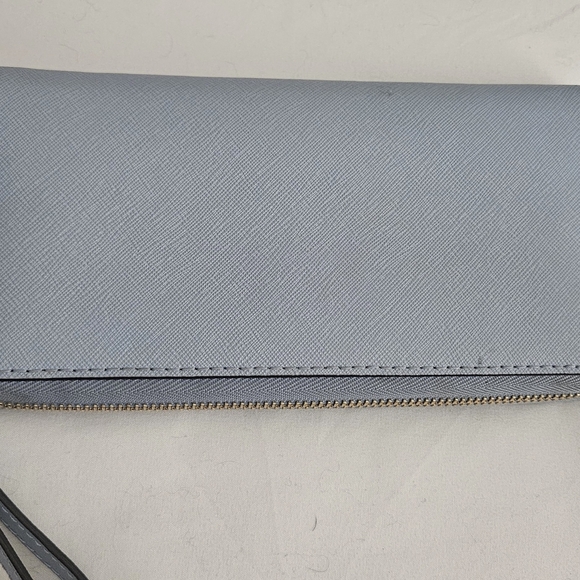 Michael Kors Long Zip Around Wallet Wristlet Powder Blue Clutch Hand Bag - Picture 5 of 9